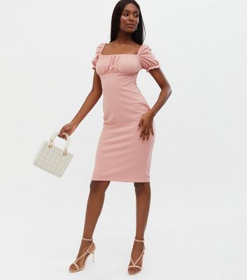 Pink Vanilla Pink Square Neck Ruched ...